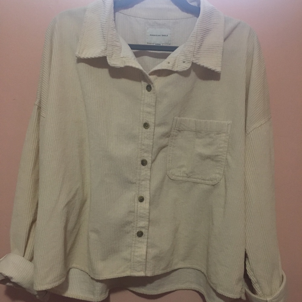 Corduroy Beige Button-Up